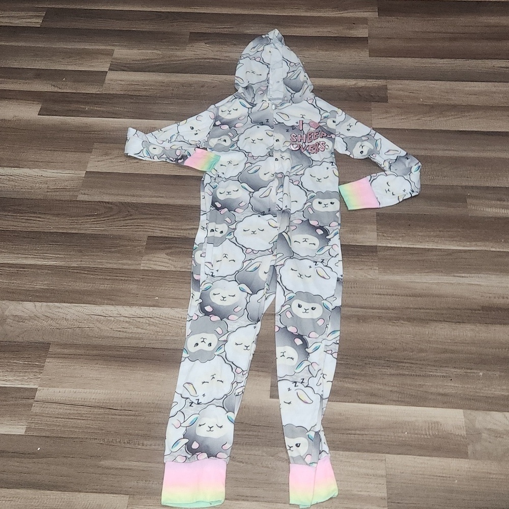 Justice Size 8 Sheep Over Onesie Pajamas